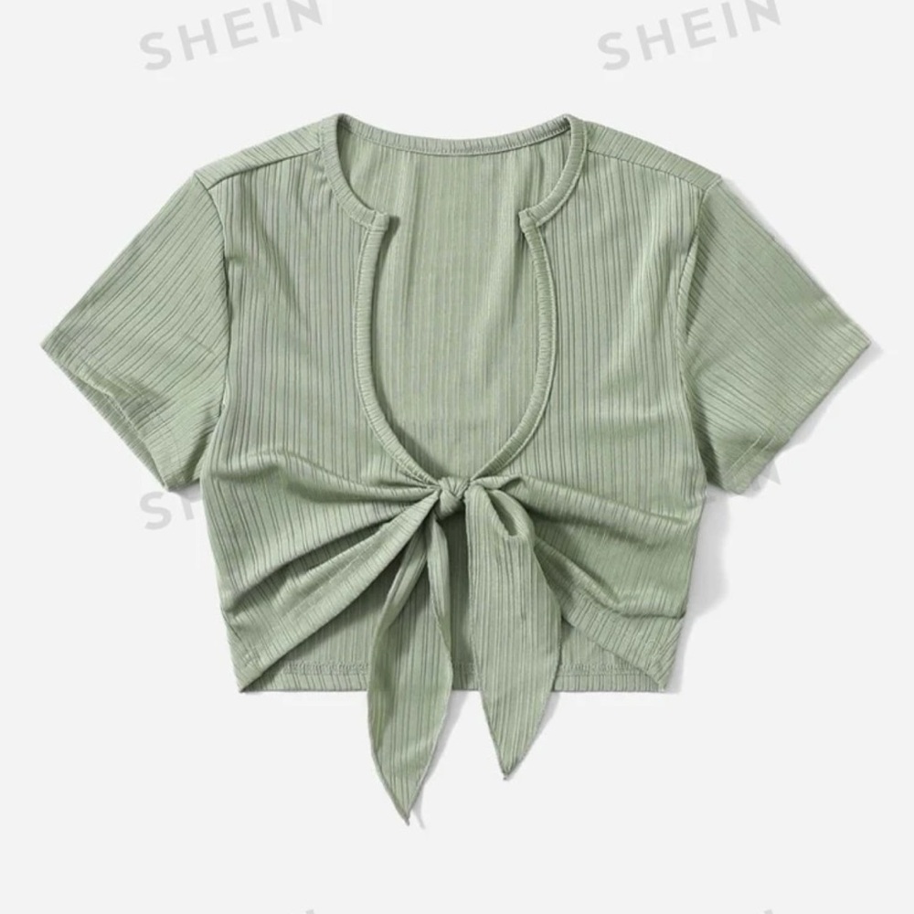 EZwear Tie Front Crop Top